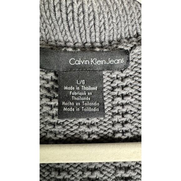 CALVIN KLEIN Women’s Gray Hooded Knit Cardigan Sweater Size Large Fall Cozy - Picture 4 of 12